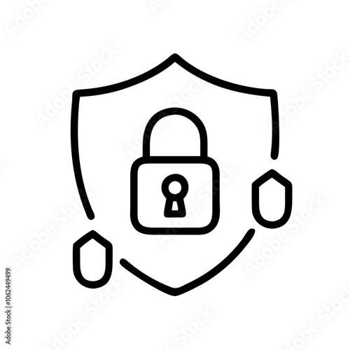 Security shield icon with a padlock representing protection and safety emphasizing trust and reliability in safeguarding information and assets