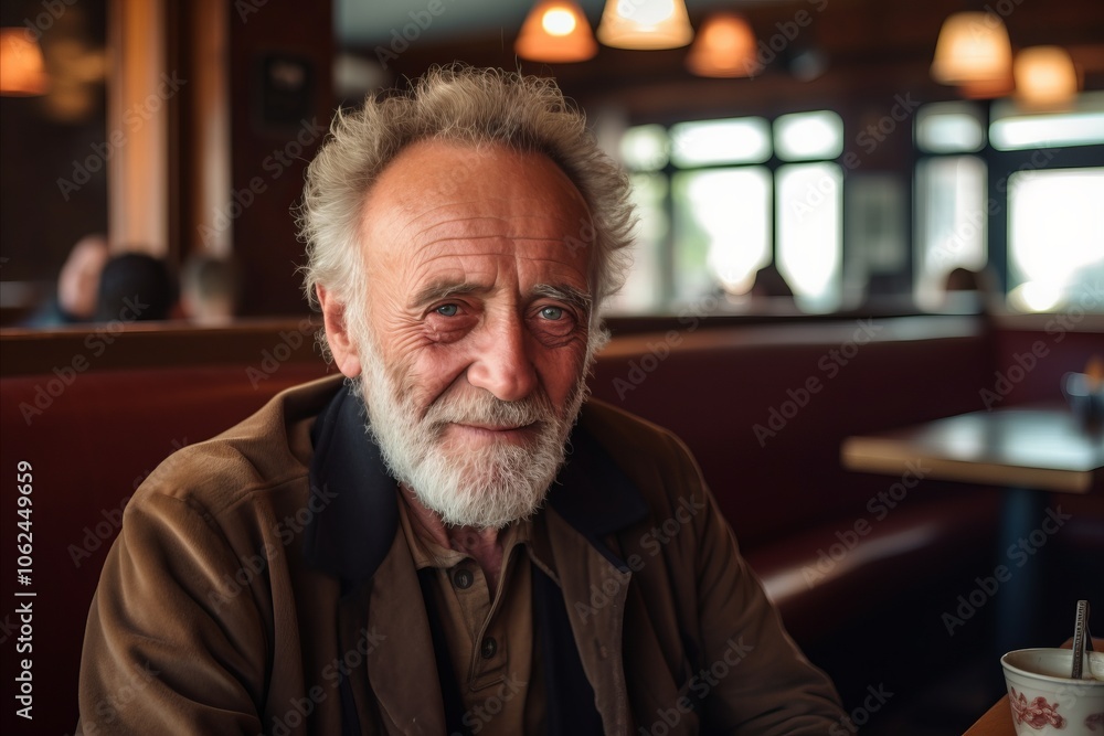 Portrait of a senior man sitting in a cafe and drinking coffee Portrait of a senior man sitting in a cafe and drinking coffee