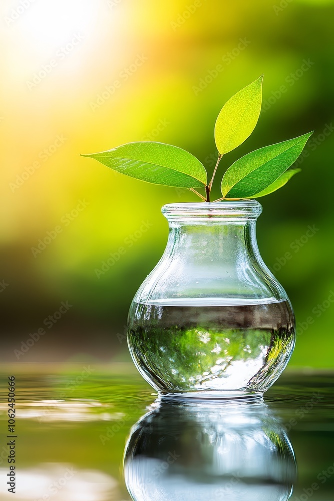A glass vase with a plant growing out of it A glass vase with a plant growing out of it