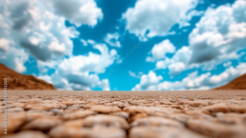A desert landscape with a blue sky and clouds A desert landscape with a blue sky and clouds