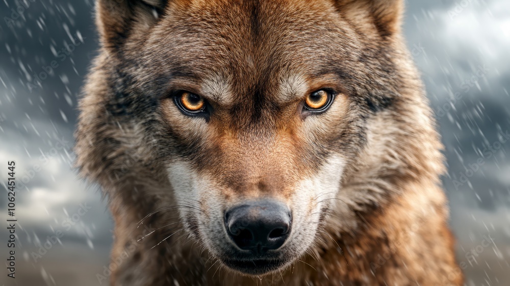 Obraz premium A close up of a wolf's face in the snow