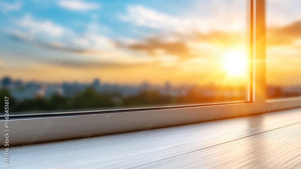 Fototapeta premium A view of the sun setting through a window