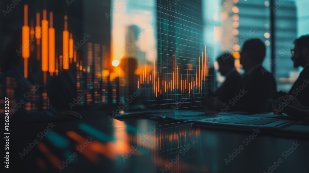 charts and graphs with statistics to innovation analyze business potential and forecast future development of companies growth.