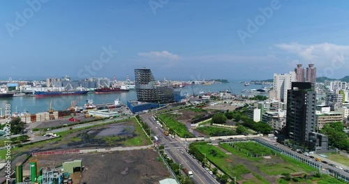 Aerial Drone View Of Sea Port In Zuoying, Kaohsiung City, Taiwan Travel