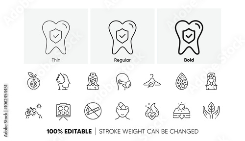 Artificial colors, Depression treatment and Stress line icons. Pack of Cardio training, Mountain bike, Slow fashion icon. Vision board, Nurse, Oculist doctor pictogram. Dental insurance. Vector