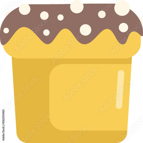 Traditional easter cake with chocolate glaze dripping and white sprinkles celebrating spring religious holiday