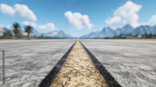 Wallpaper Mural A long straight road in the middle of a desert with mountains in the background Torontodigital.ca