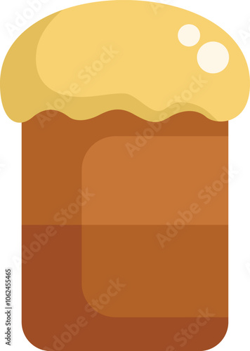 Simple vector illustration of a traditional easter cake with white icing dripping on top, isolated on white background
