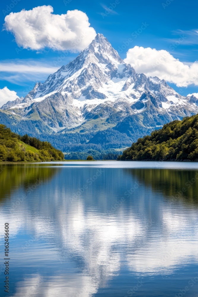 A large body of water with a mountain in the background A large body of water with a mountain in the background