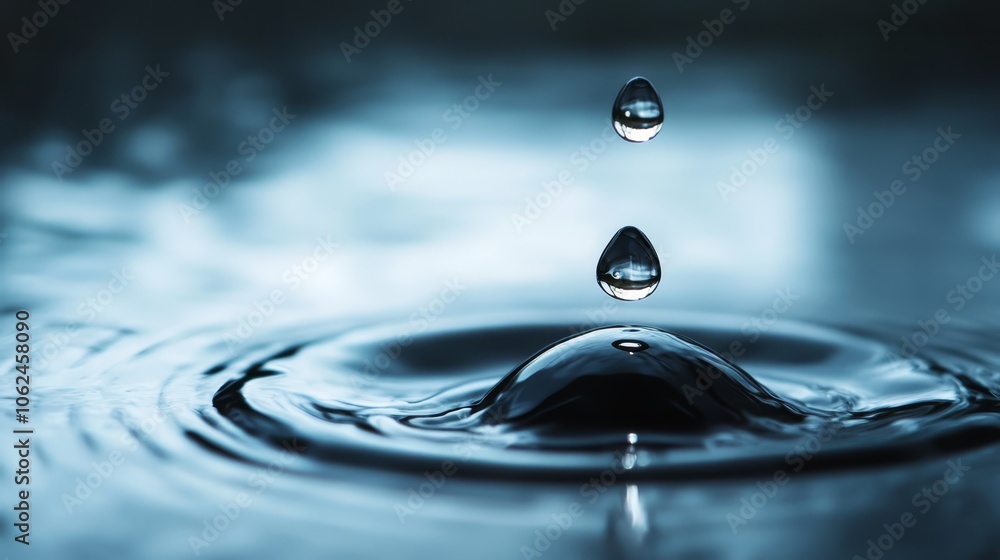A drop of water falling into a pool of water A drop of water falling into a pool of water
