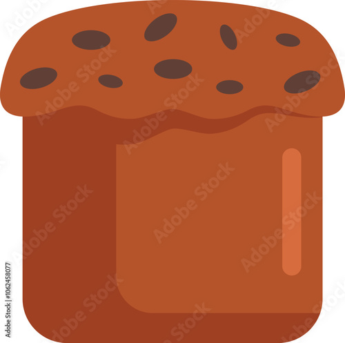 Illustration of a traditional easter bread, decorated with chocolate chips and being iced with chocolate icing