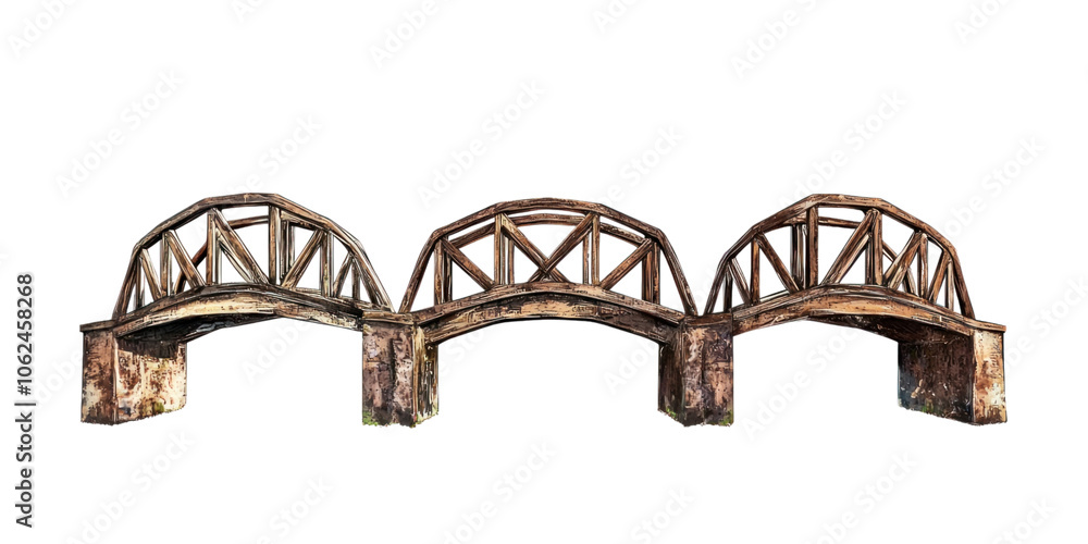 Obraz premium set of old bridge with isolated transparent background.