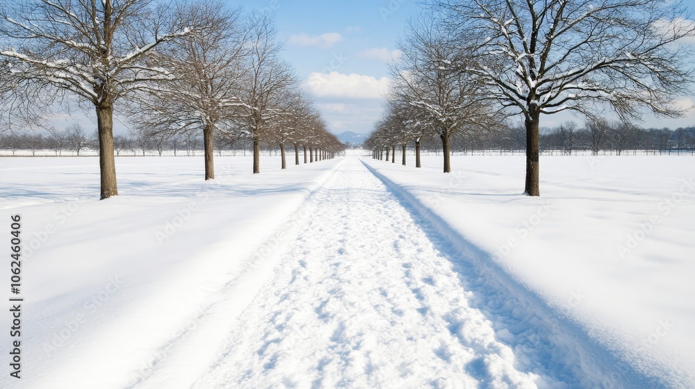 A snow covered field with trees in the middle of it A snow covered field with trees in the middle of it