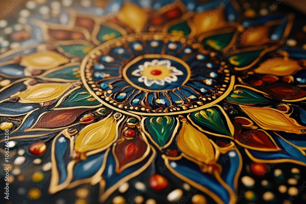 custom made wallpaper toronto digitalA detailed shot of a mandala painted in vivid colors.