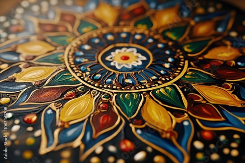 Wallpaper Mural A detailed shot of a mandala painted in vivid colors. Torontodigital.ca