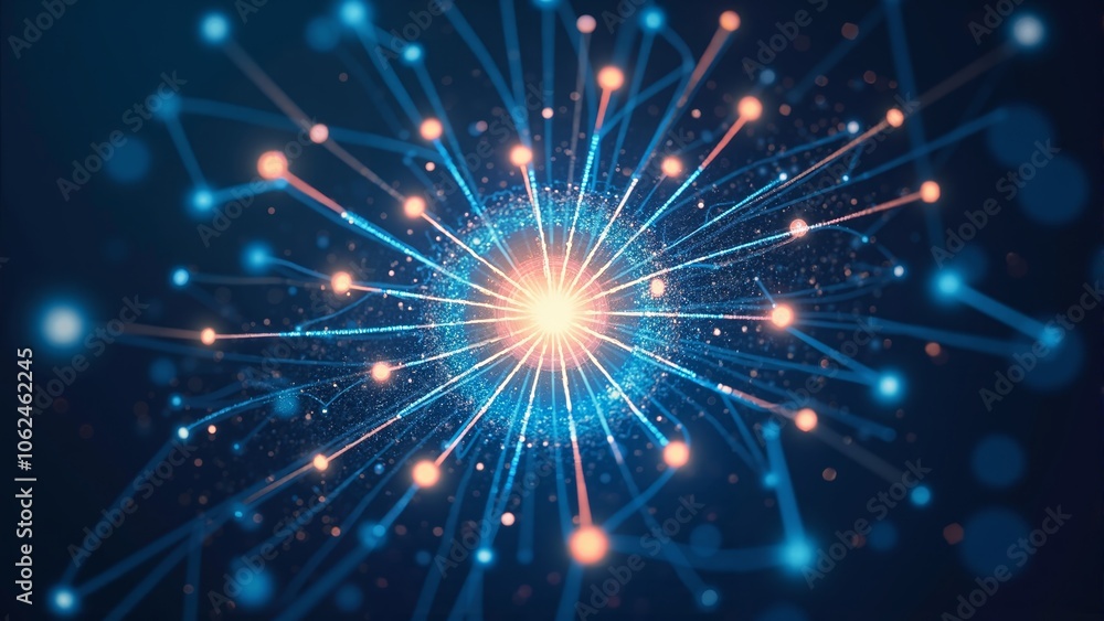A dazzling burst of light and energy radiating from the center in a cosmic-like design A dazzling burst of light and energy radiating from the center in a cosmic-like design