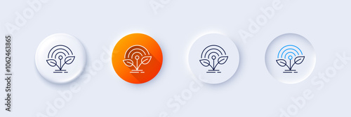 Incubator line icon. Neumorphic, Orange gradient, 3d pin buttons. Incubate business sign. Startup technology symbol. Line icons. Neumorphic buttons with outline signs. Vector