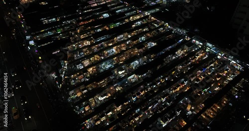 Aerial Drone Footage Of RuiFeng Night Market of Kaohsiung City, Taiwan