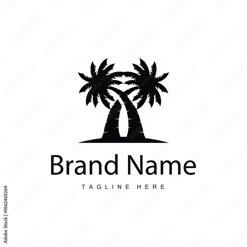 Coconut Tree Logo Design, Beach Plant Vector, Palm Tree Summer, Illustration Template Coconut Tree Logo Design, Beach Plant Vector, Palm Tree Summer, Illustration Template