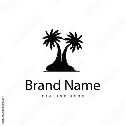 Coconut Tree Logo Design, Beach Plant Vector, Palm Tree Summer, Illustration Template