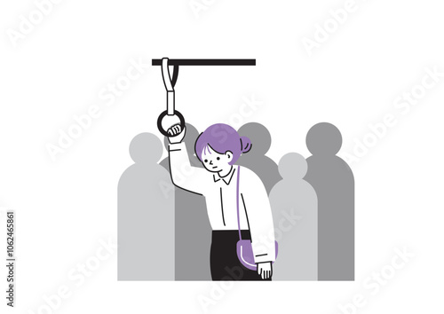 満員電車に揺られる女性