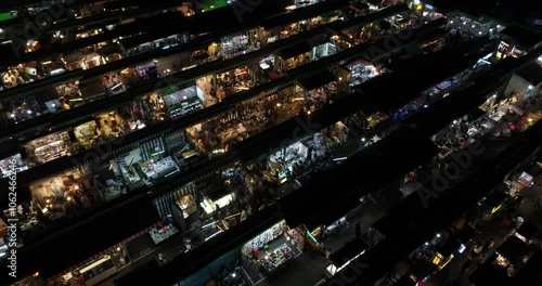 Aerial Drone Footage Of RuiFeng Night Market of Kaohsiung City, Taiwan