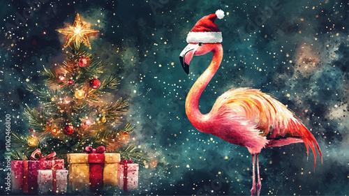 Flamingo Weihnachten Christmas Tiere