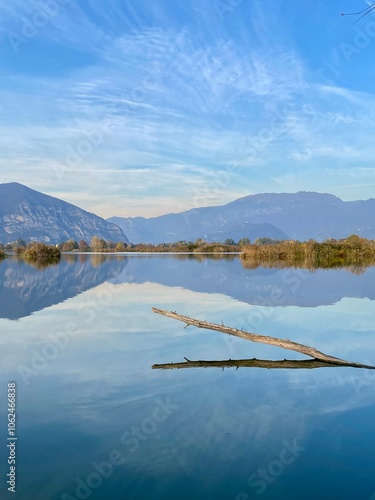 Winter day at Torbiere, Lake Iseo, Italy. photo