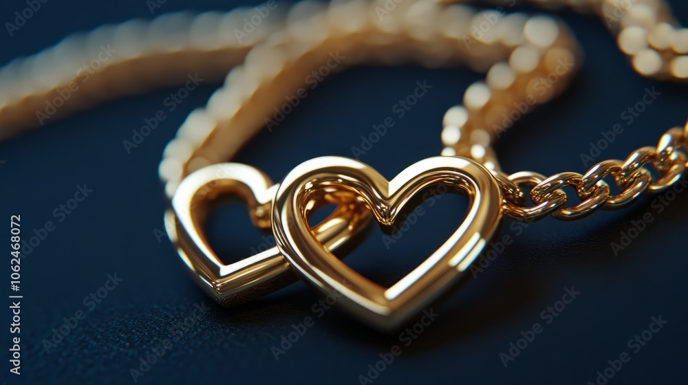 Golden linked heart necklaces displayed in AR aspect ratio