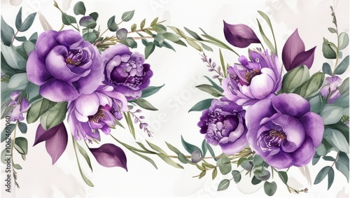 Graceful Blooms: Violet and Green Floral Design