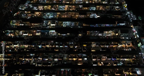 Aerial Drone Of RuiFeng Night Market of Kaohsiung City, Taiwan Travel