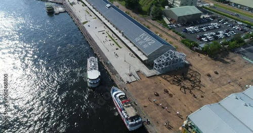 Aerial Drone Shot Of Sea Port near Banana Pier 2, Kaohsiung City, Taiwan Travel