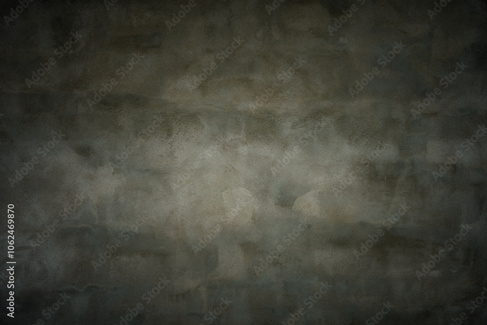 Fototapeta premium dark textured background from wall with grey spotted rough plaster and gradient vignette. artistic moody backdrop or blank for beautiful creative design