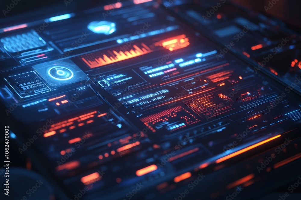 futuristic marketing strategy interface with holographic elements and 3D graphics illustration, minimal background with copy space futuristic marketing strategy interface with holographic elements and 3D graphics illustration, minimal background with copy space