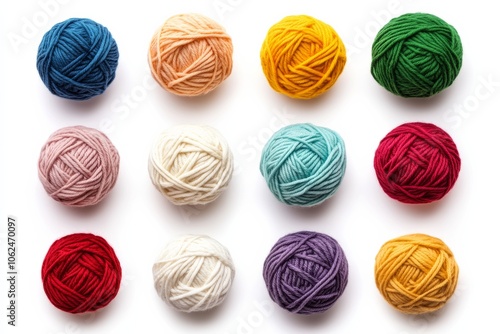 Collection set of colorful yarn balls isolated on transparent or white background 