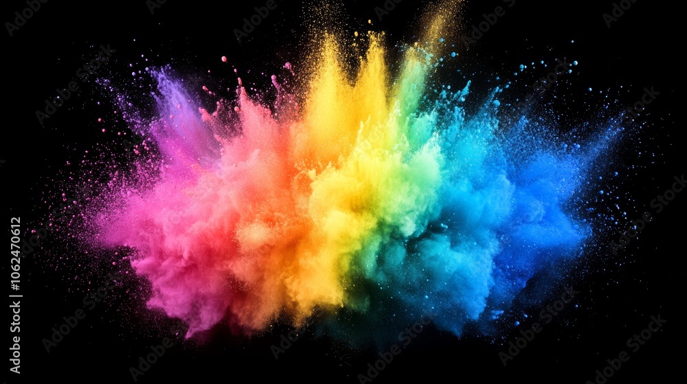 Naklejka premium Explosion of Pride Rainbow Paint: Isolated on Transparent Background