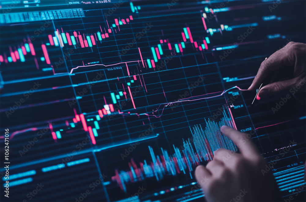 Business person evaluates metrics for charts and graphs with statistics to innovative analyze business potential and forecast future development of companies growth., setting goals for expansion.