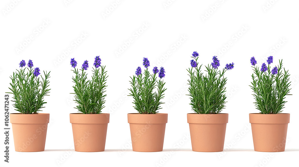 Rosemary Plants in Terracotta Pots on Clear Background Generative AI Rosemary Plants in Terracotta Pots on Clear Background Generative AI