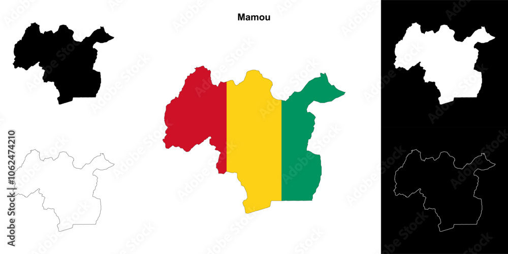 Obraz premium Mamou region outline map set