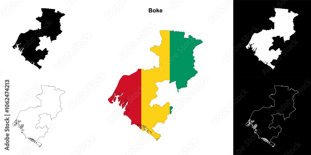 Fototapeta premium Boke region outline map set