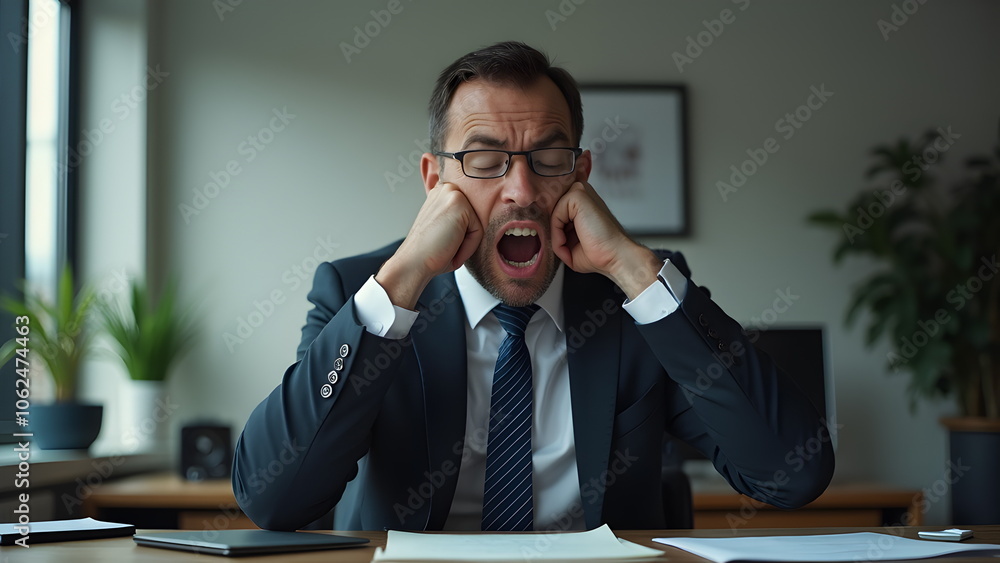 Desperate businessman in the office Desperate businessman in the office