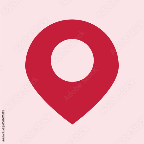 Red pin marker with white dot isolated on white background. Location map icon. Location pin