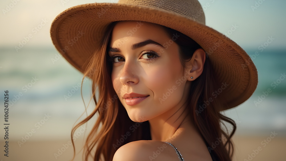 Beautiful woman portrait in hat Beautiful woman portrait in hat