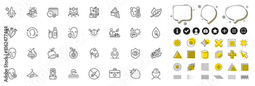 Set of Milk, Healthy face and Cardio calendar line icons for web app. Design elements, Social media icons. Skin care, Training results, Medical food icons. Vector