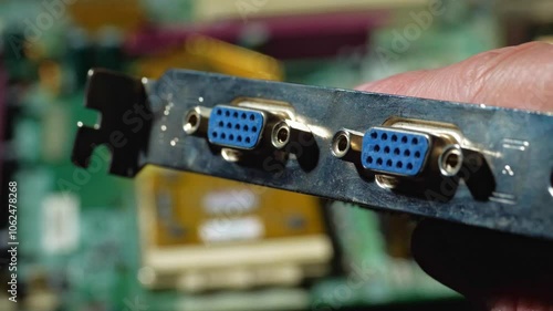 Wallpaper Mural Detailed close-up of the 15-pin VGA connectors on a video card, showcasing the analog technology used for connecting monitors to computers Torontodigital.ca