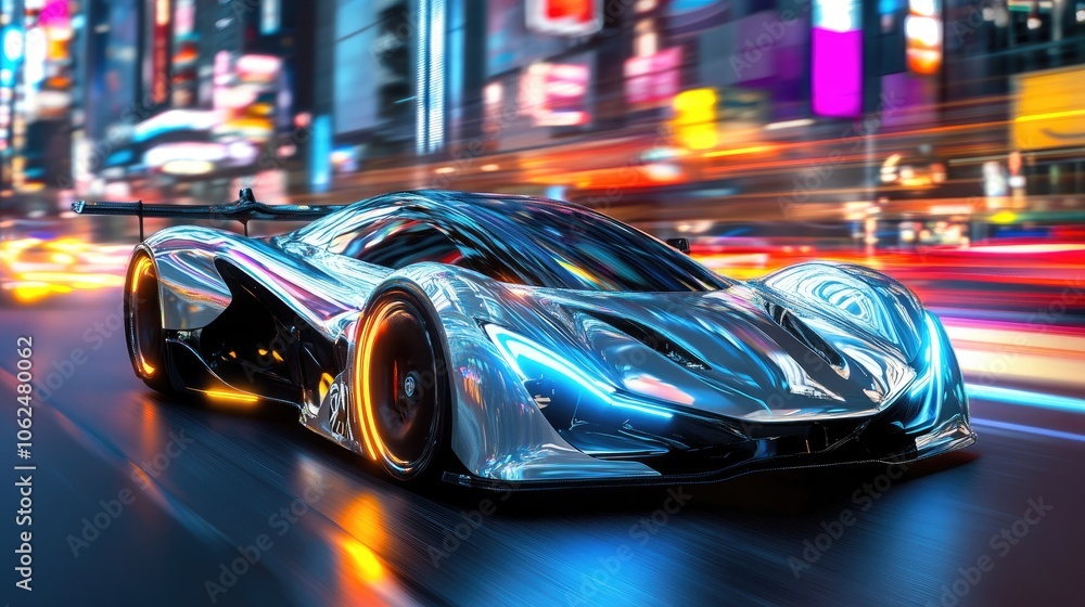 A photo of a futuristic car in a blurry city setting, reflecting the essence of futuristic design. A photo of a futuristic car in a blurry city setting, reflecting the essence of futuristic design.