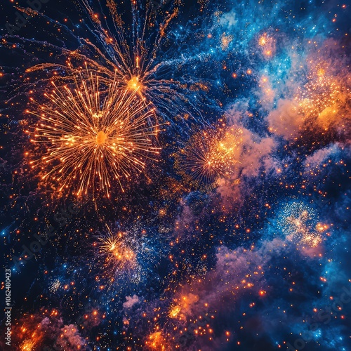 Wallpaper Mural Close-up of various firework shapes and colors in a dark sky Torontodigital.ca
