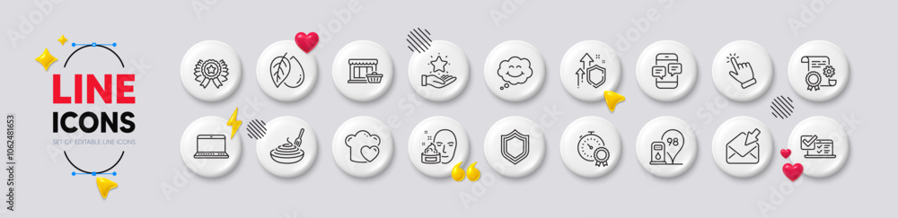 Best result, Open mail and Petrol station line icons. White buttons 3d icons. Pack of Winner ribbon, Construction document, Pasta dish icon. Phone messages, Marketplace, Notebook pictogram. Vector Best result, Open mail and Petrol station line icons. White buttons 3d icons. Pack of Winner ribbon, Construction document, Pasta dish icon. Phone messages, Marketplace, Notebook pictogram. Vector