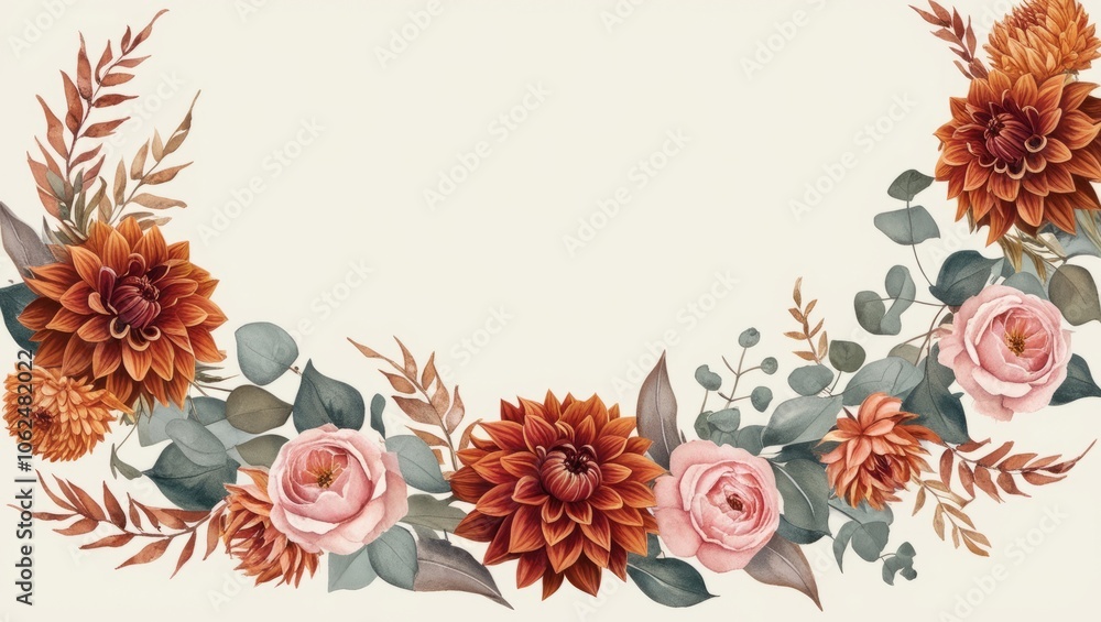 Enchanting Fall: Whimsical Floral Frame Enchanting Fall: Whimsical Floral Frame
