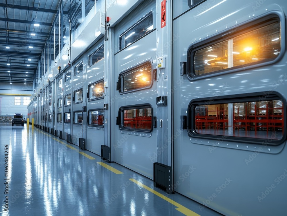 Large industrial PVC doors in gray. Large industrial PVC doors in gray.